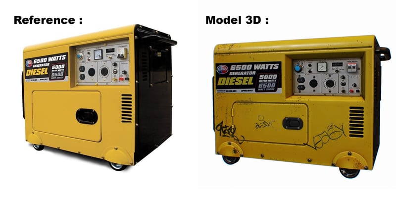 Generator — reference vs 3D model