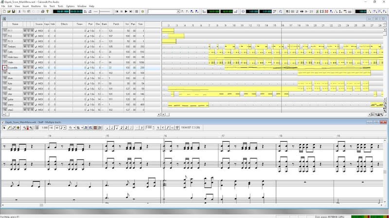 Cakewalk Pro — score writing