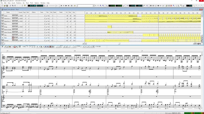 Cakewalk Pro — score writing